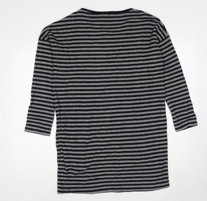 NEXT Womens Black Striped Cotton Jumper Dress Size 10 Round Neck Pullover