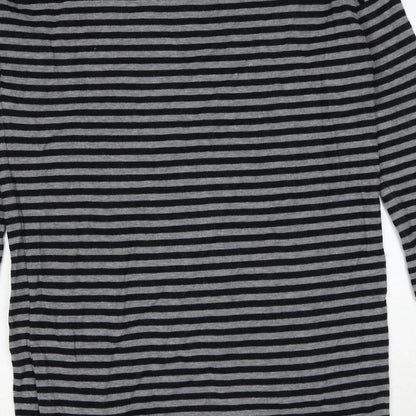 NEXT Womens Black Striped Cotton Jumper Dress Size 10 Round Neck Pullover