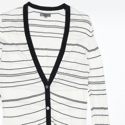 Gap Womens White V-Neck Striped Cotton Cardigan Jumper Size S