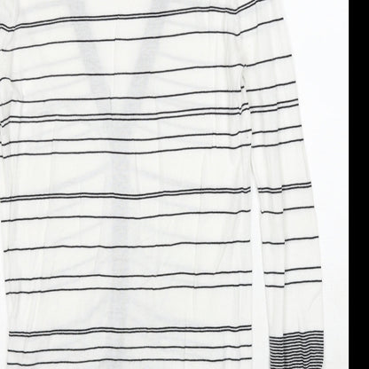 Gap Womens White V-Neck Striped Cotton Cardigan Jumper Size S