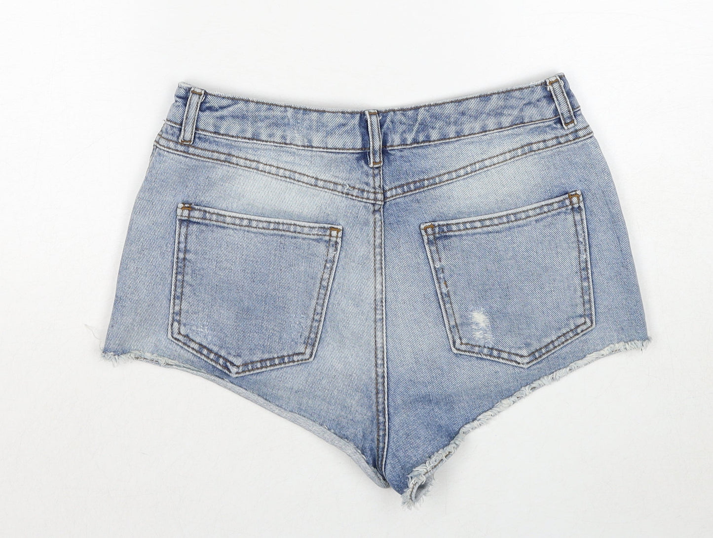Topshop Womens Blue Cotton Cut-Off Shorts Size 28 in Regular Zip