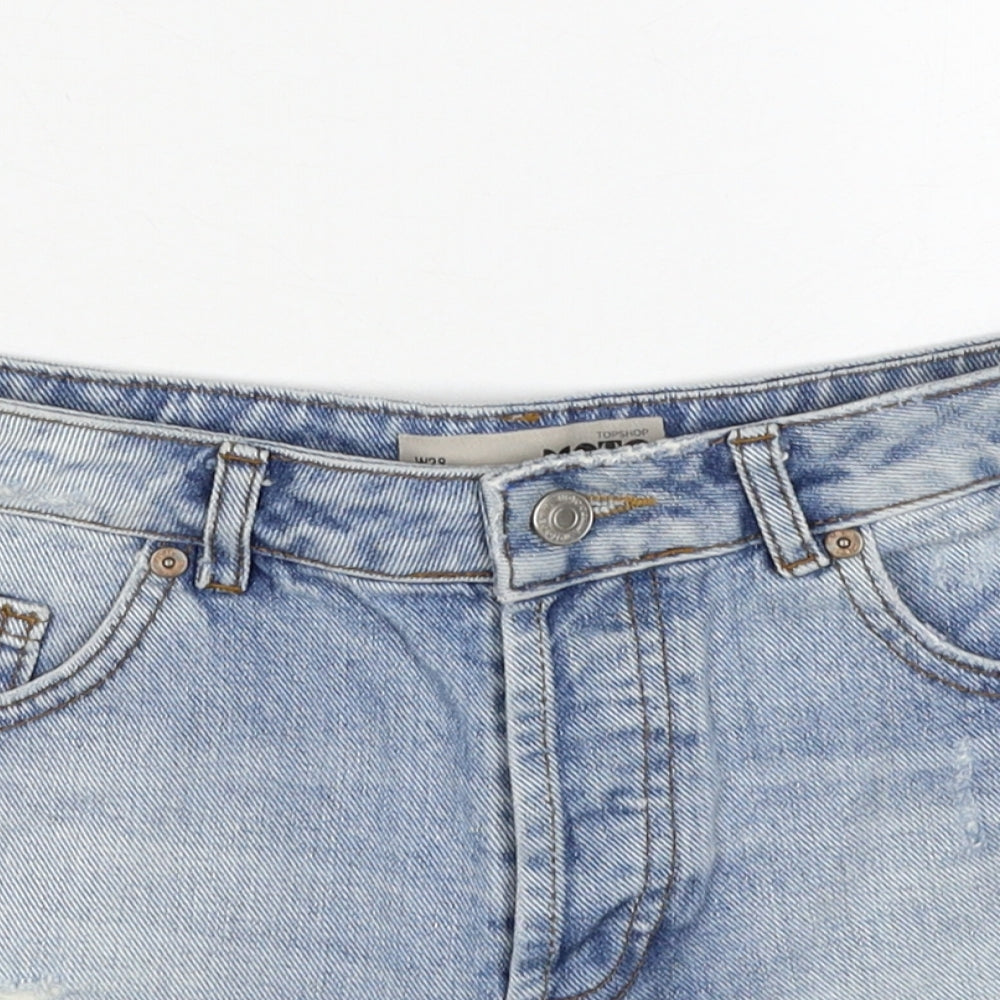 Topshop Womens Blue Cotton Cut-Off Shorts Size 28 in Regular Zip