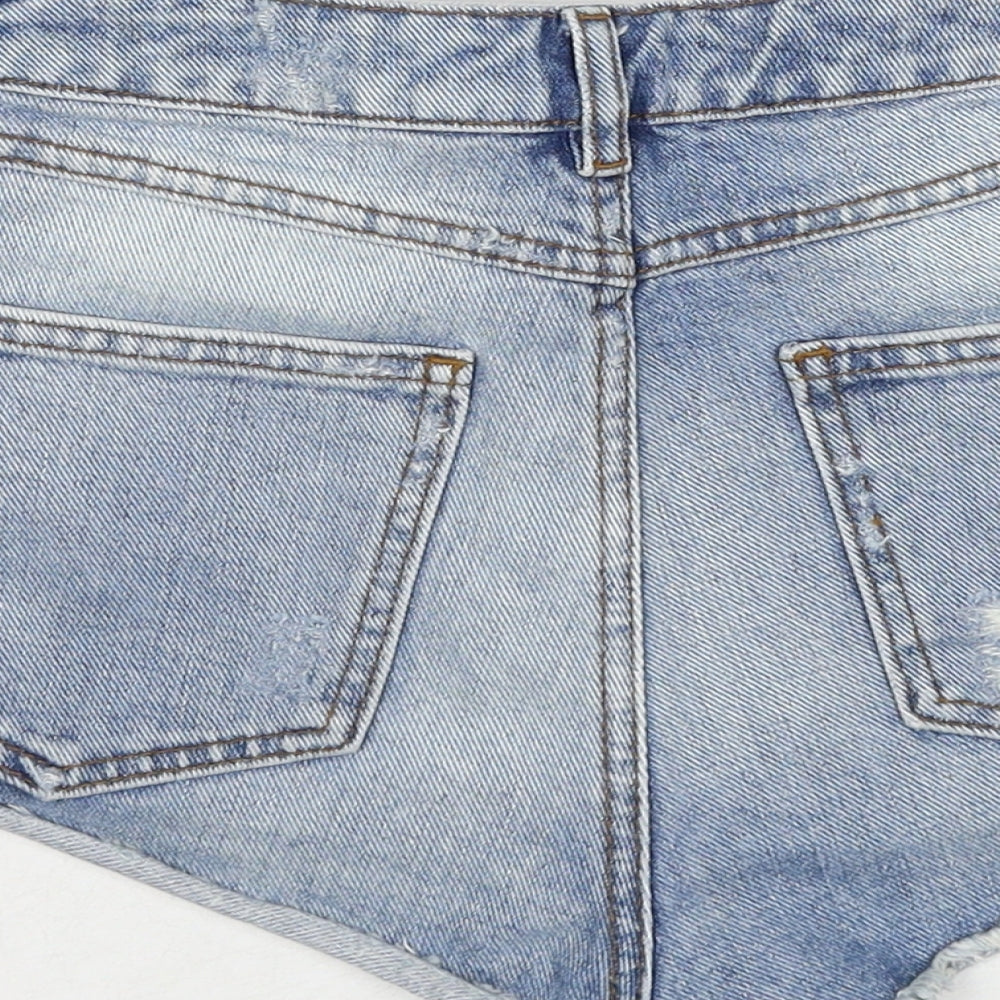 Topshop Womens Blue Cotton Cut-Off Shorts Size 28 in Regular Zip