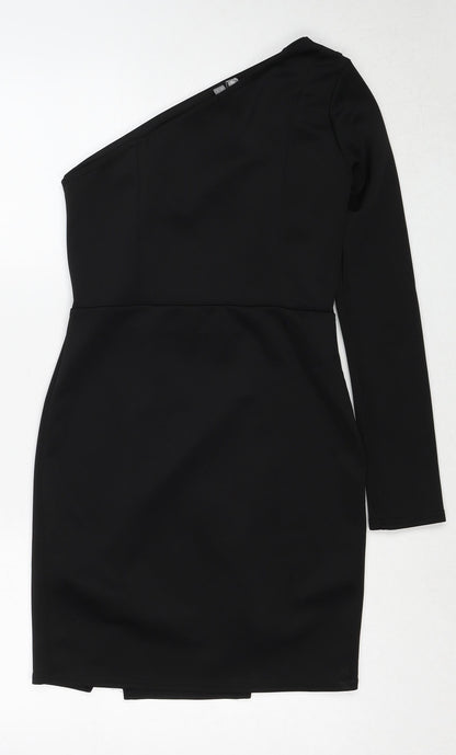 ASOS Womens Black Polyester Mini Size 8 One Shoulder Pullover