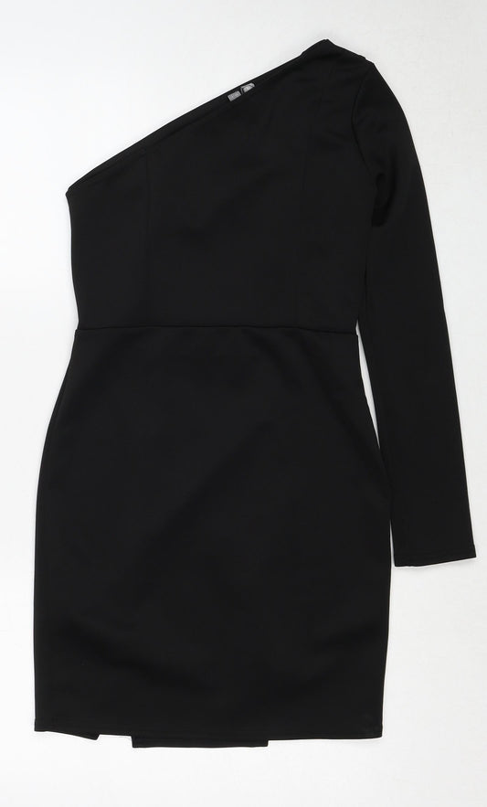ASOS Womens Black Polyester Mini Size 8 One Shoulder Pullover