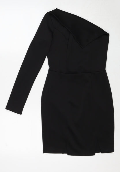 ASOS Womens Black Polyester Mini Size 8 One Shoulder Pullover