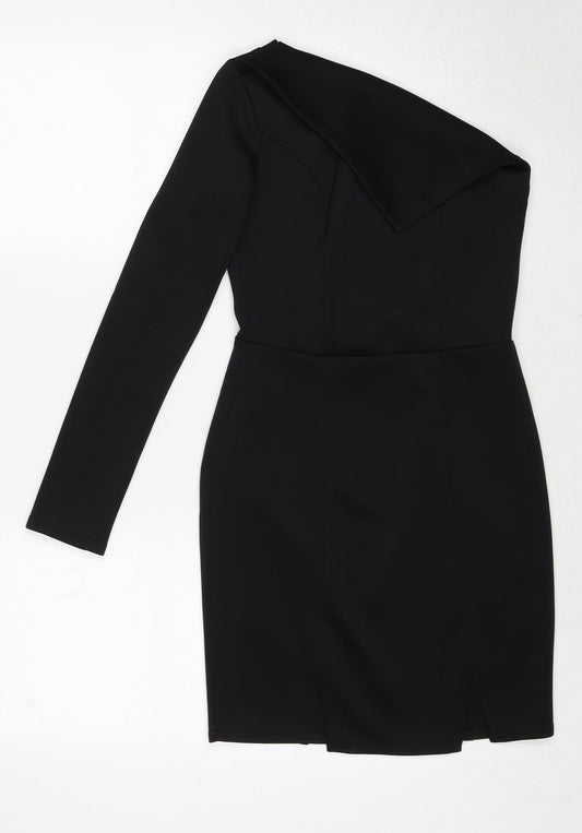 ASOS Womens Black Polyester Mini Size 8 One Shoulder Pullover