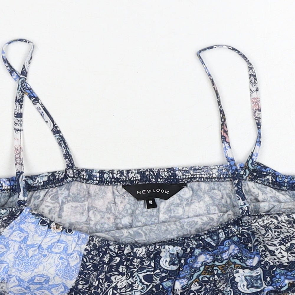Womens UK Size 10 New Look Blue Cropped Tank