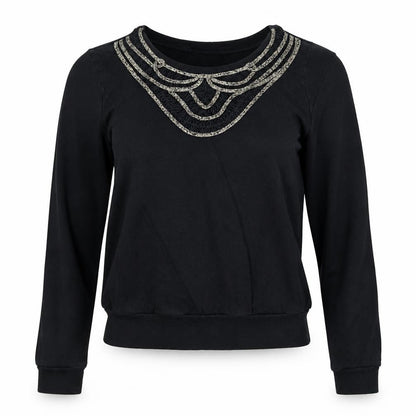 Topshop Womens Black Cotton Pullover Sweatshirt Size 6 Pullover