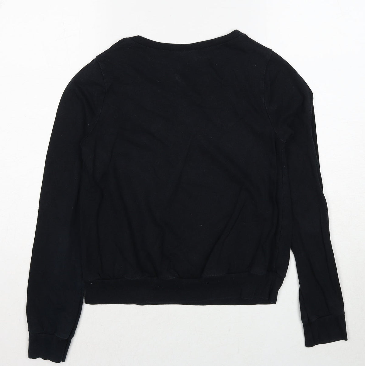 Topshop Womens Black Cotton Pullover Sweatshirt Size 6 Pullover