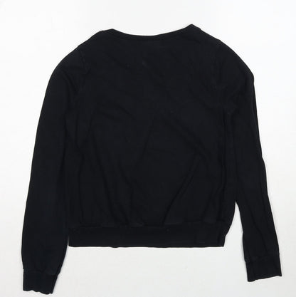 Topshop Womens Black Cotton Pullover Sweatshirt Size 6 Pullover