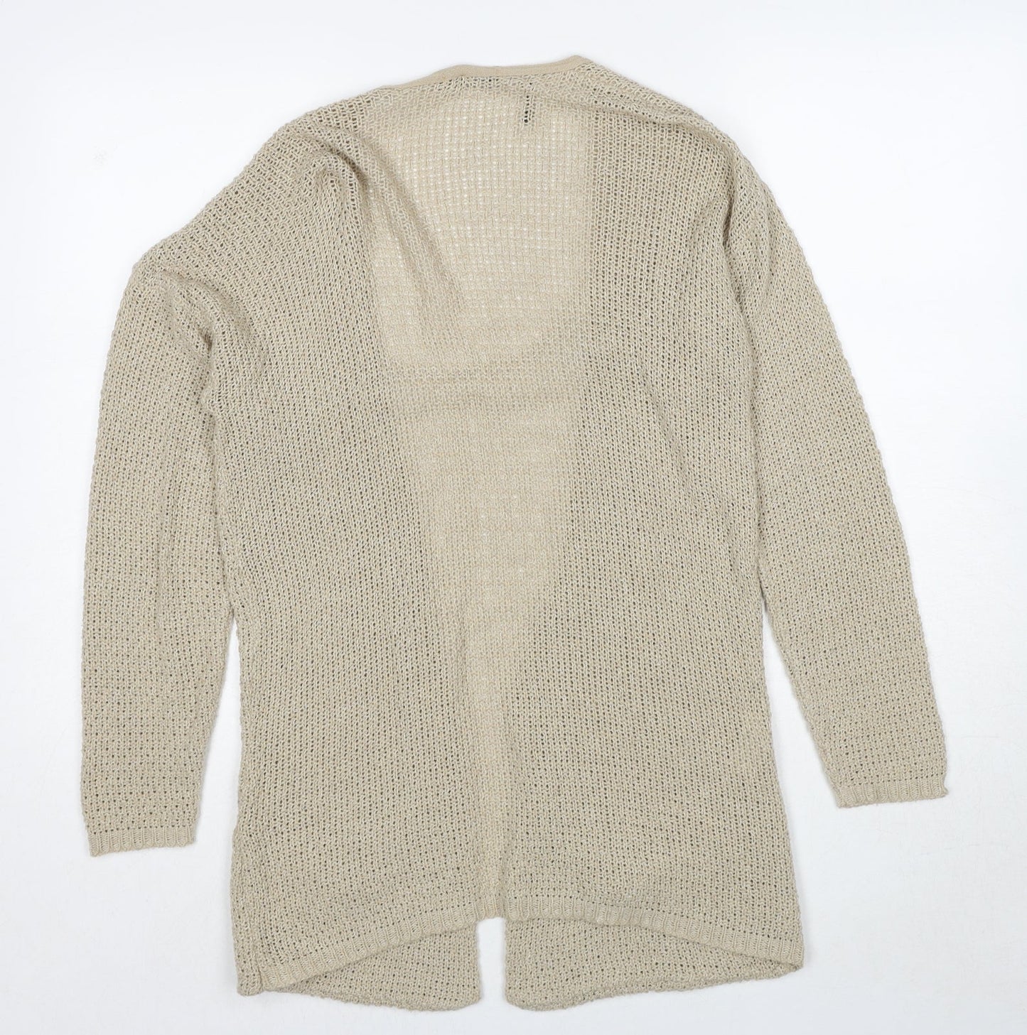 Boohoo Womens Beige V-Neck Acrylic Cardigan Jumper Size S - Size S/M