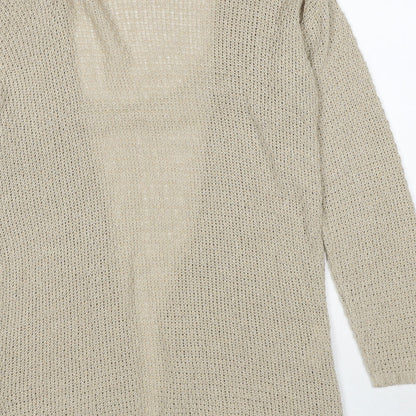 Boohoo Womens Beige V-Neck Acrylic Cardigan Jumper Size S - Size S/M