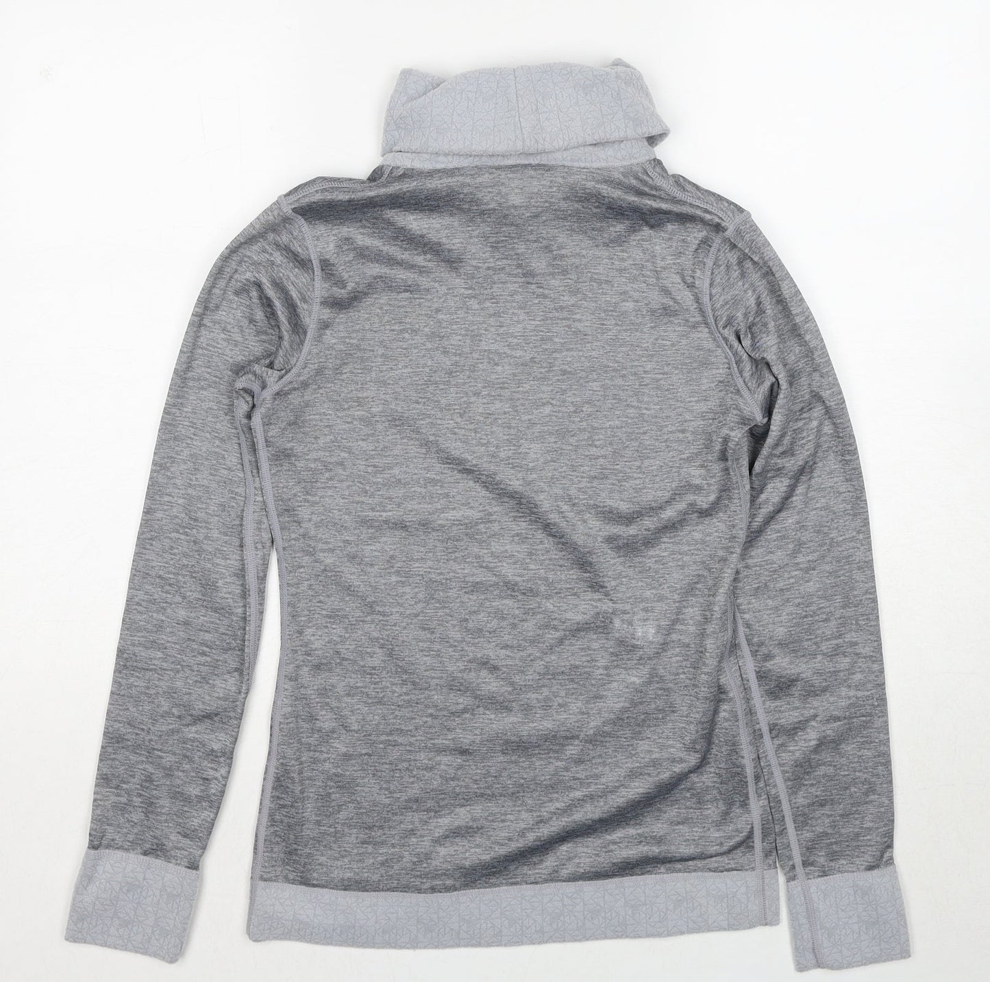 DECATHLON Womens Grey Polyester Basic T-Shirt Size XS Roll Neck Pullover