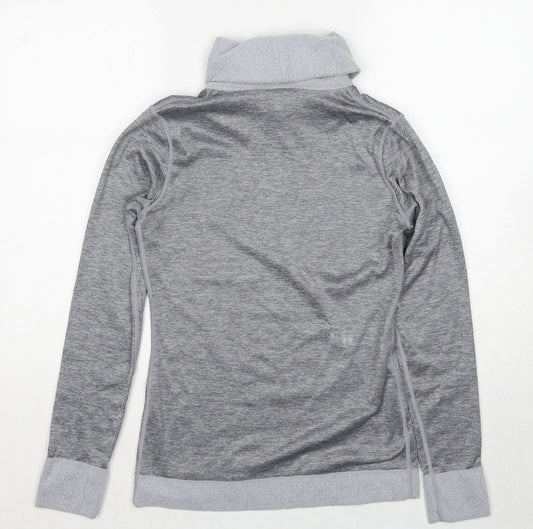 DECATHLON Womens Grey Polyester Basic T-Shirt Size XS Roll Neck Pullover