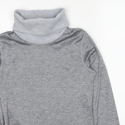 DECATHLON Womens Grey Polyester Basic T-Shirt Size XS Roll Neck Pullover