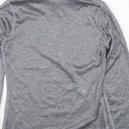 DECATHLON Womens Grey Polyester Basic T-Shirt Size XS Roll Neck Pullover