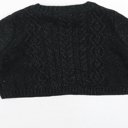 Rachel Zoe Girls Black Round Neck Cotton Pullover Jumper Size 3-4 Years Pullover