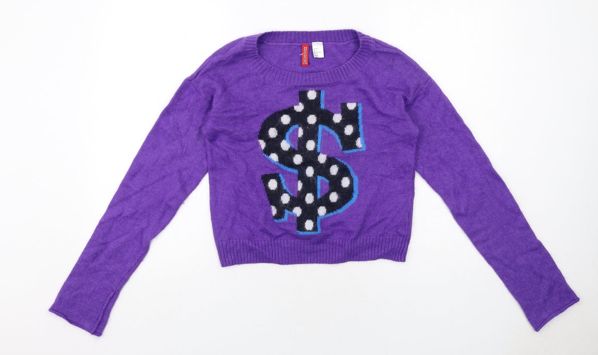 Womens UK Size 6 H&M Purple Pullover Jumper