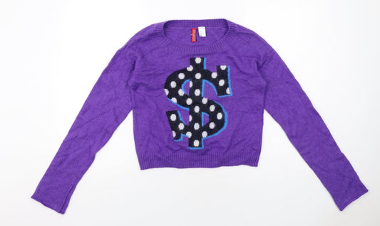 Womens UK Size 6 H&M Purple Pullover Jumper