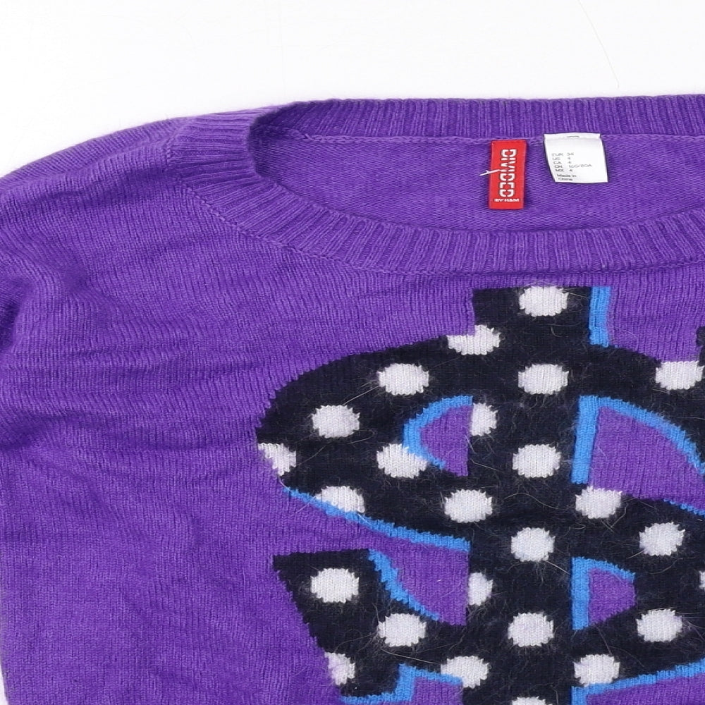 Womens UK Size 6 H&M Purple Pullover Jumper