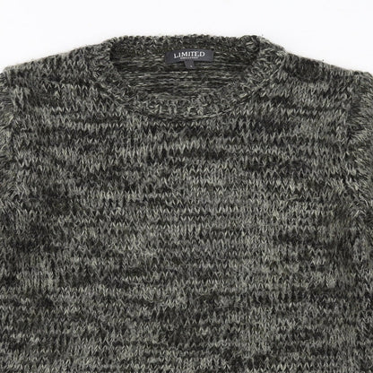 Marks and Spencer Mens Green Round Neck Geometric Acrylic Pullover Jumper Size S Long Sleeve