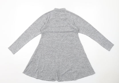 New Look Womens Grey Polyester Jumper Dress Size 10 Round Neck Pullover