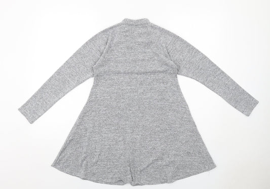 New Look Womens Grey Polyester Jumper Dress Size 10 Round Neck Pullover