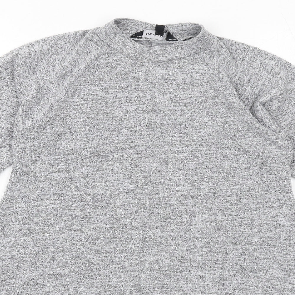 New Look Womens Grey Polyester Jumper Dress Size 10 Round Neck Pullover