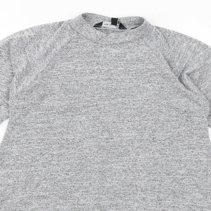 New Look Womens Grey Polyester Jumper Dress Size 10 Round Neck Pullover