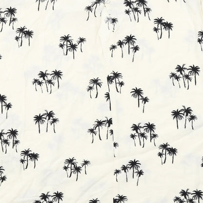H&M Womens Ivory Geometric Viscose Basic Blouse Size 10 Round Neck - Palm Trees