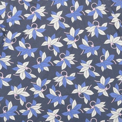 Cutter & Buck Mens Blue Floral Cotton Polo Size S Collared Button