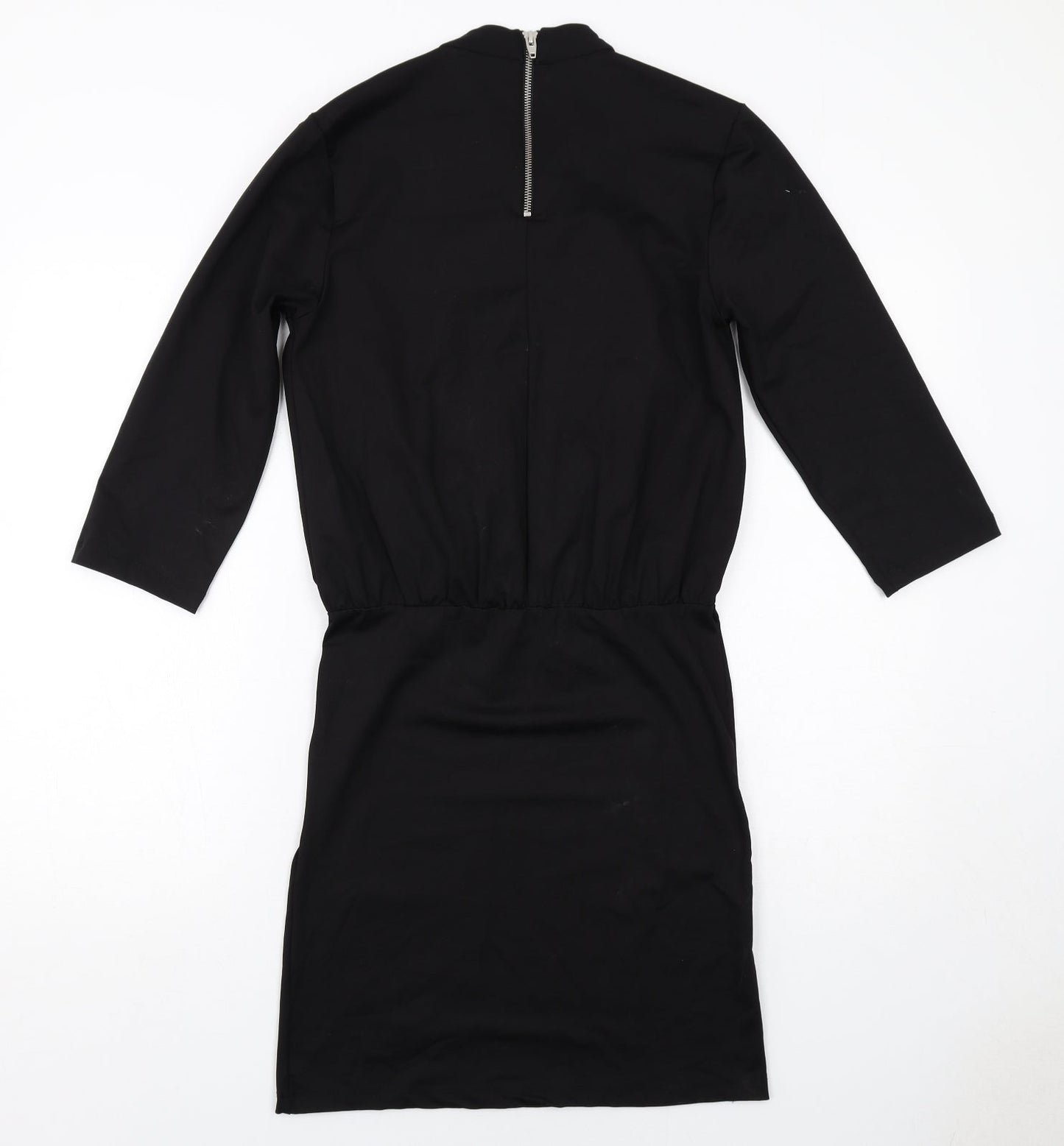 Moss Copenhagen Womens Black Polyamide Shift Size M Round Neck Zip