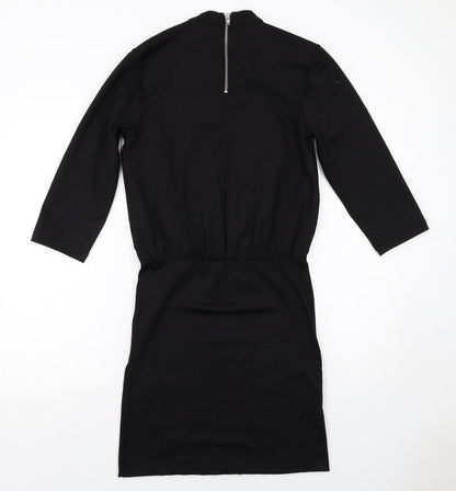 Moss Copenhagen Womens Black Polyamide Shift Size M Round Neck Zip