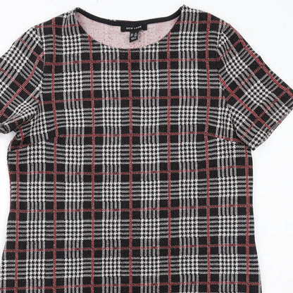 New Look Womens Black Geometric Polyester A-Line Size 12 Round Neck Pullover