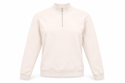 Front view of ASOS women’s pink cotton pullover sweatshirt, size S, zip