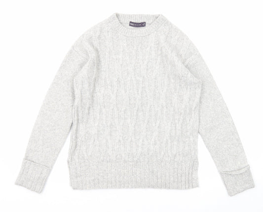 Marks and Spencer Womens Grey Crew Neck Polyester Pullover Jumper Size XS - Textured