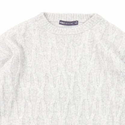 Marks and Spencer Womens Grey Crew Neck Polyester Pullover Jumper Size XS - Textured