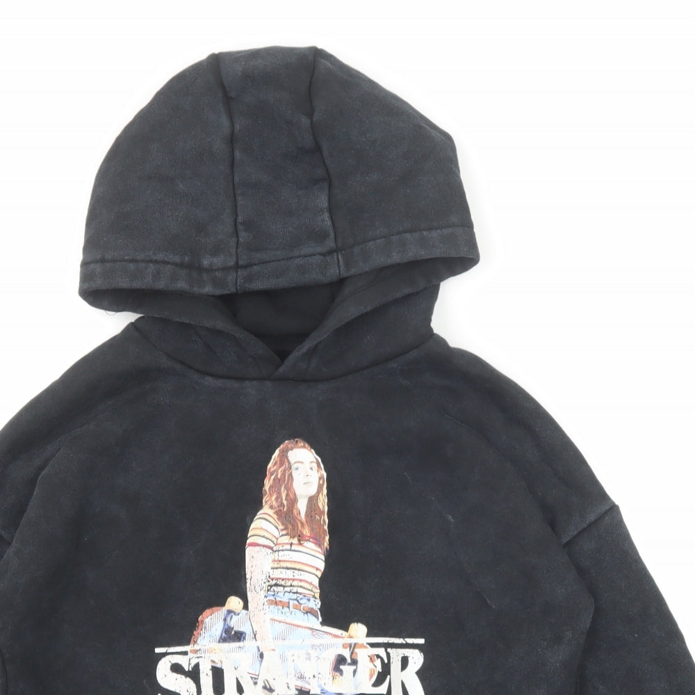 Marks and Spencer Boys Grey Cotton Pullover Hoodie Size 9-10 Years Pullover - Stranger Things