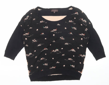 Great plains Womens Black Boat Neck Geometric Modal Pullover Jumper Size M