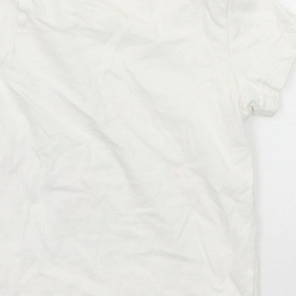 M&Co Boys White Cotton Pullover T-Shirt Size 2-3 Years Crew Neck Button - Mischief