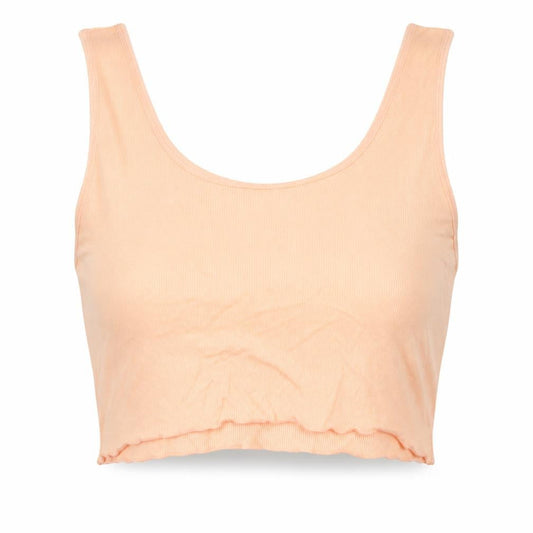 Front view of ASOS women’s orange viscose cropped tank, size UK 18, scoop neck