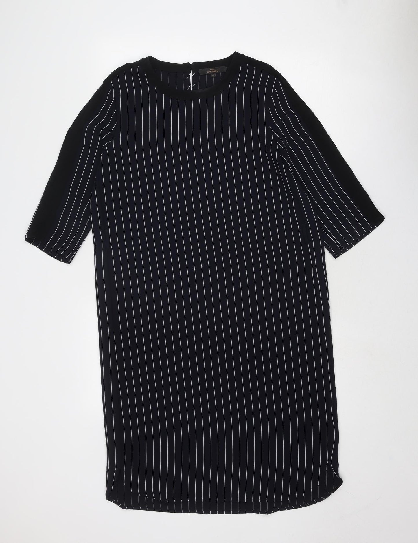 NEXT Womens Blue Striped Polyester Shirt Dress Size 10 Round Neck Button