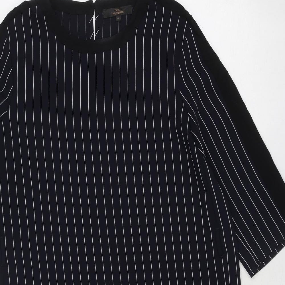 NEXT Womens Blue Striped Polyester Shirt Dress Size 10 Round Neck Button