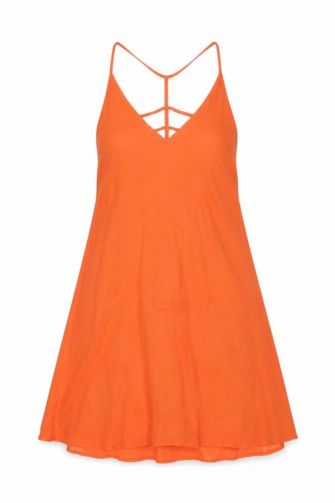 Boohoo Womens Orange Polyester A-Line Size 12 V-Neck Pullover - Open Back