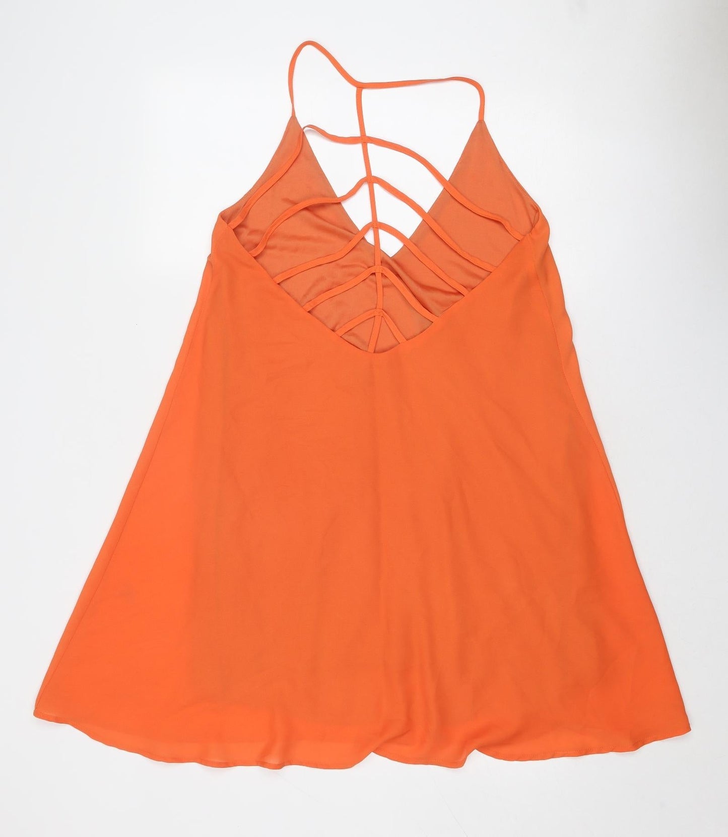 Boohoo Womens Orange Polyester A-Line Size 12 V-Neck Pullover - Open Back