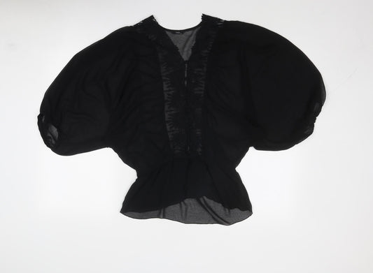 Womens UK Size 12 M&Co Black Basic Blouse