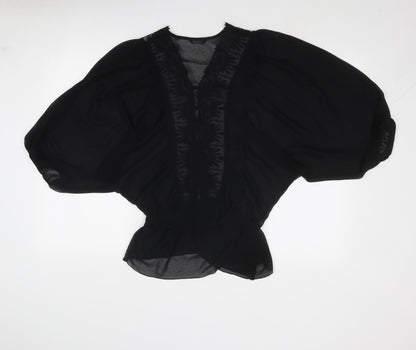 Womens UK Size 12 M&Co Black Basic Blouse
