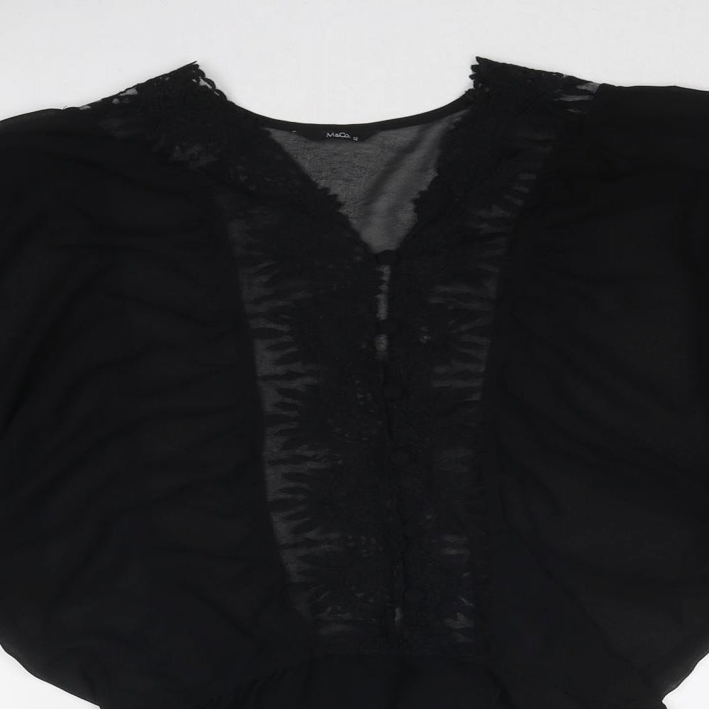 Womens UK Size 12 M&Co Black Basic Blouse