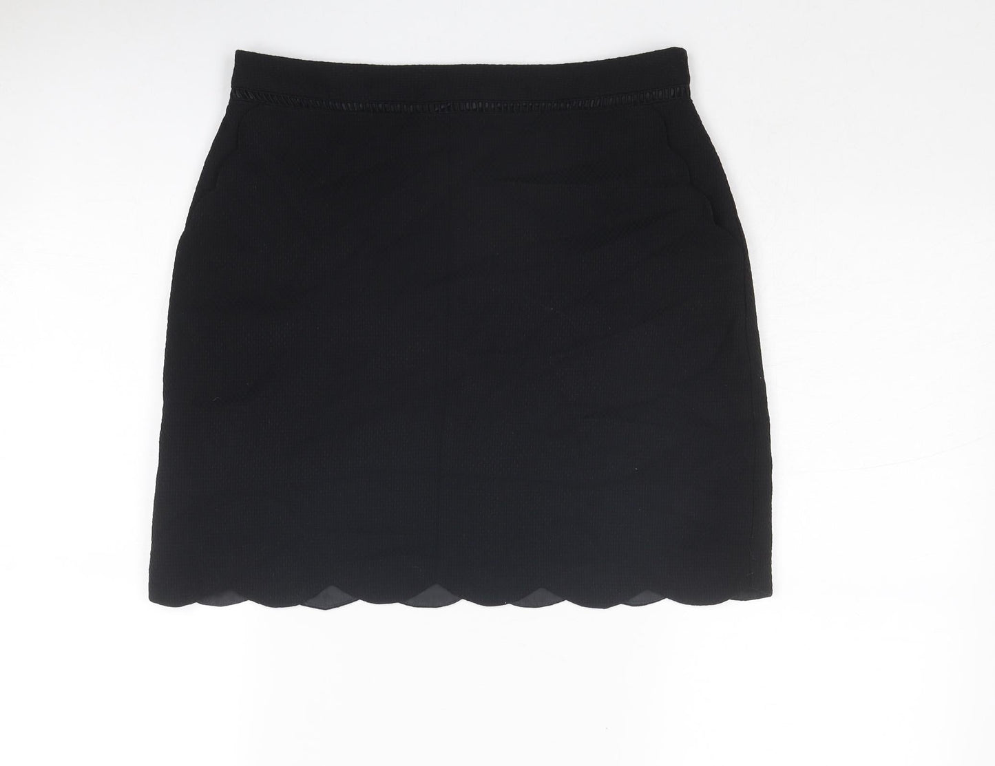 Oasis Womens Black Polyester A-Line Skirt Size 10 Zip